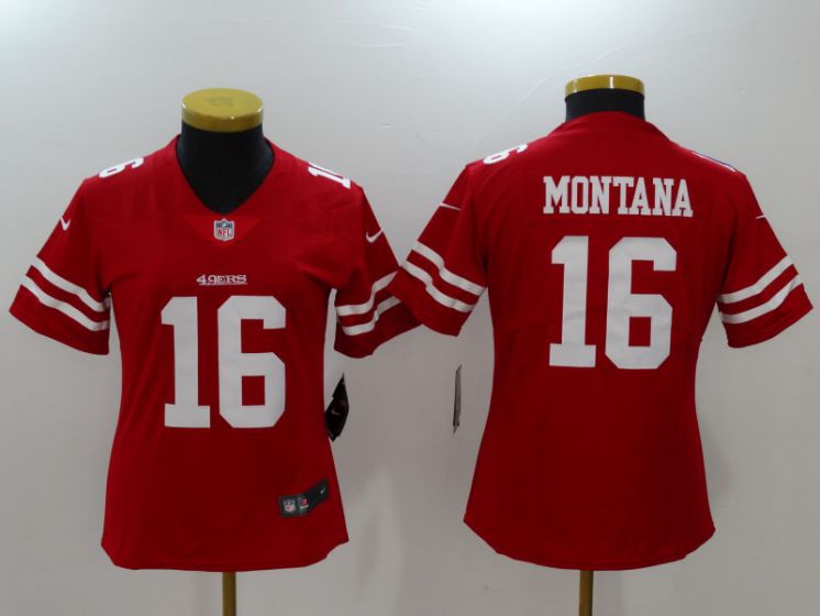 Women San Francisco 49ers #16 Montana Red Nike Vapor Untouchable Limited NFL Jerseys->->Women Jersey